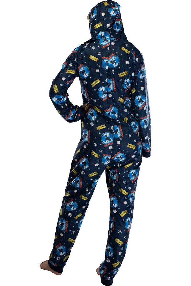 INTIMO Polar Express Adult Believe Hooded One-Piece Footless Sleeper Union Suit For Men and Women (S/M) - Image 3